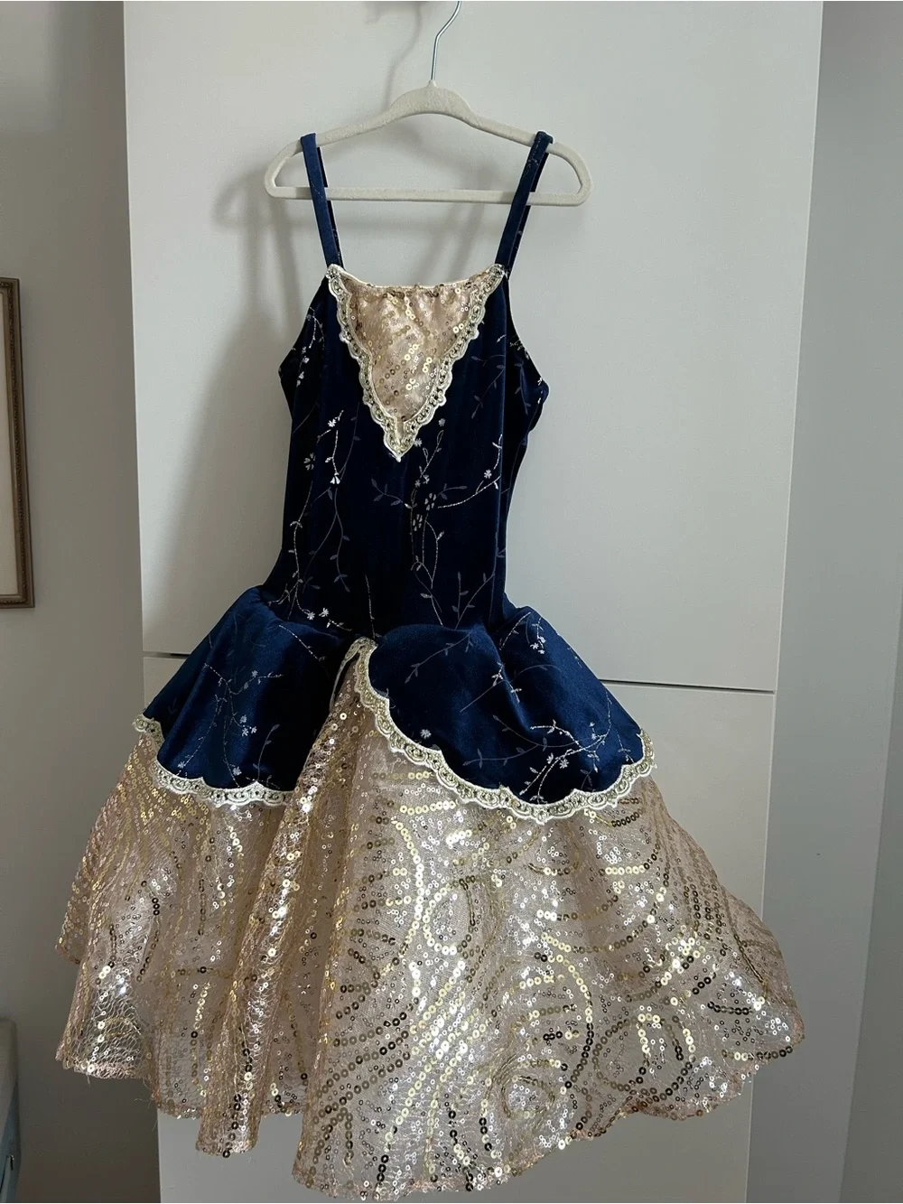 Revolution Dancewear “River Waltz” Navy and Gold Sequin Dance Costume - LC
